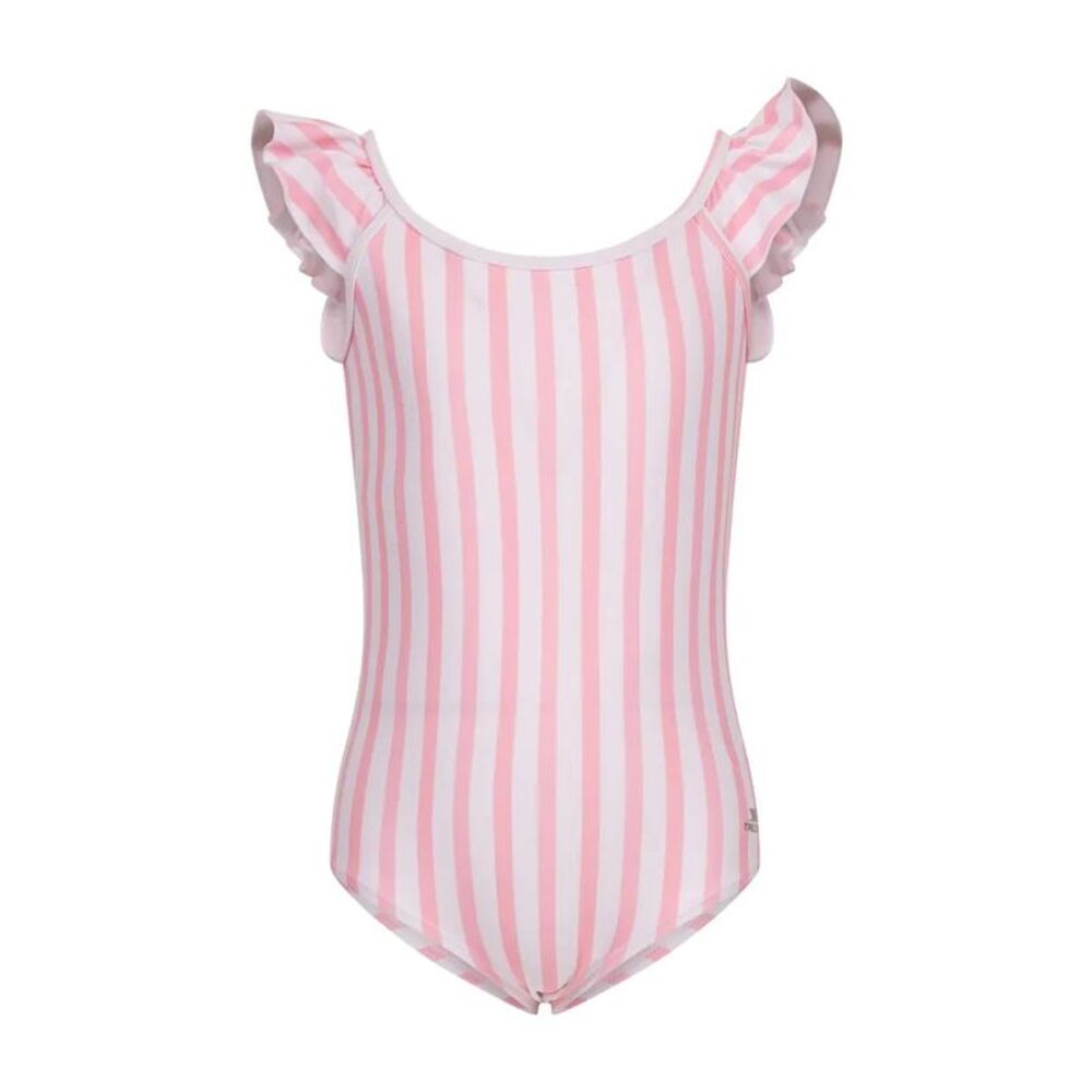 Trespass Girls Silia Stripe One Piece Bathing Suit / Baby Pink
